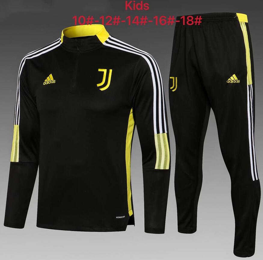 Kids 2021/22 Juventus Black Sweatshirt and Pants Training Kits